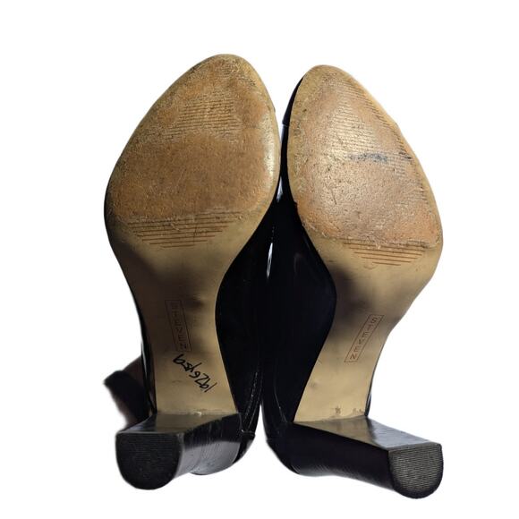 Steven by Steve Madden Karate Black Patent Block Heel Oxford Ankle Boots Sz 6 - Picture 6 of 7